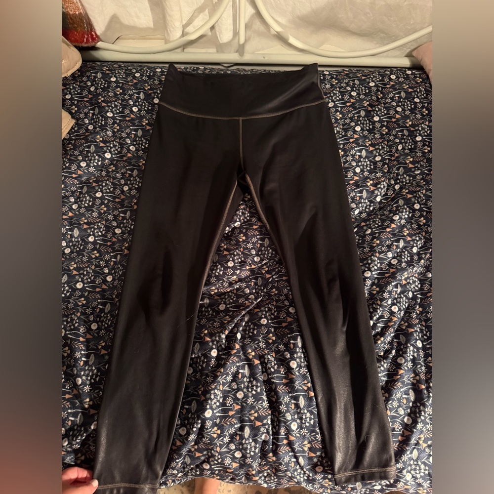 Athleta black and brown sparkly leggings